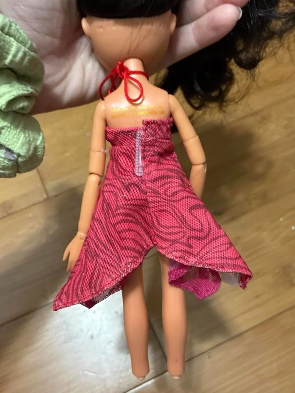 Brunette Fashion Doll with Pink Patterned Dress